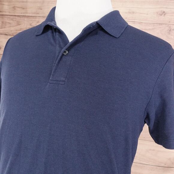 Mack Weldon Polo Shirt Mens Medium Navy Blue Silver Pique Performance Stretch - Picture 2 of 8